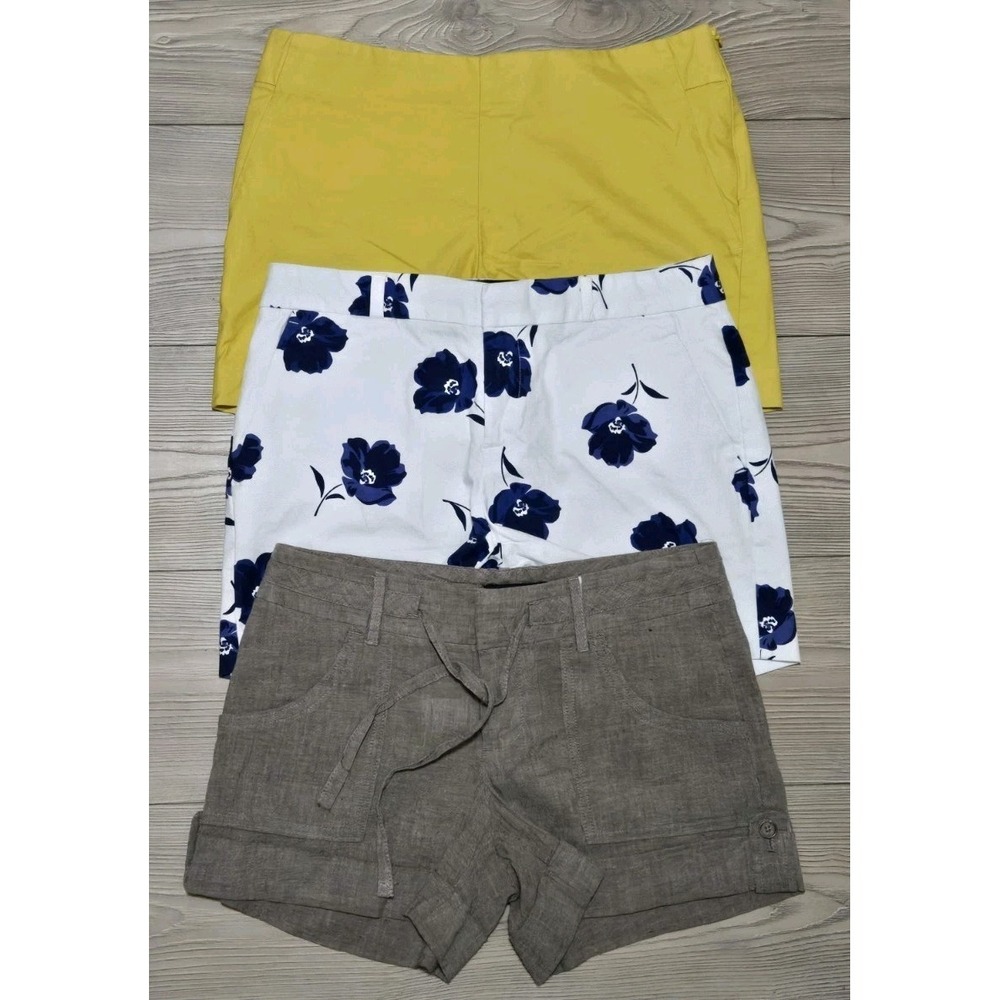 Banana Republic Shorts Lot Of 3 Pairs Womens Size 4 Yellow White Blue Linen